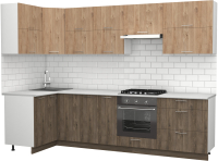 Кухонный гарнитур S-Company Клео крафт 1.2x2.9 левая (гикори темный/гикори натуральный) - 