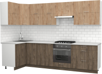 Кухонный гарнитур S-Company Клео крафт 1.2x3.0 левая (гикори темный/гикори натуральный) - 