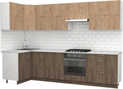 Готовая кухня S-Company Клео крафт 1.2x3.0 левая (гикори темный/гикори натуральный)