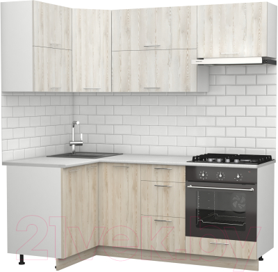 Готовая кухня S-Company Клео крафт 1.2x2.0 левая (сосна лофт кремовая/сосна лофт белая)