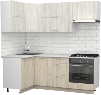 Готовая кухня S-Company Клео крафт 1.2x2.1 левая (сосна лофт кремовая/сосна лофт белая) - 