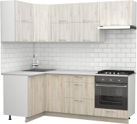 Кухонный гарнитур S-Company Клео крафт 1.2x2.2 левая (сосна лофт кремовая/сосна лофт белая) - 