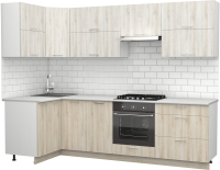 Кухонный гарнитур S-Company Клео крафт 1.2x2.7 левая (сосна лофт кремовая/сосна лофт белая) - 