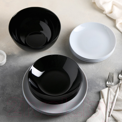 Набор столовой посуды Luminarc Diwali / P4358 (19шт, черный/серый)