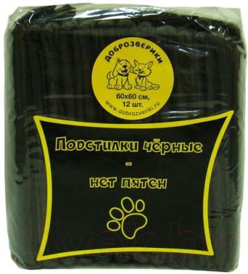 Одноразовая пеленка для животных Доброзверики 60x60 / ЧПС60/12 (12шт)