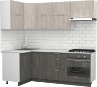 Кухонный гарнитур S-Company Клео крафт 1.2x2.2 левая (железный камень/бетонный камень) - 