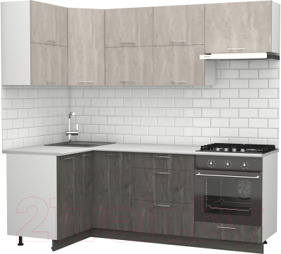 Готовая кухня S-Company Клео крафт 1.2x2.2 левая (железный камень/бетонный камень)
