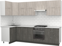 Кухонный гарнитур S-Company Клео крафт 1.2x2.9 левая (железный камень/бетонный камень) - 