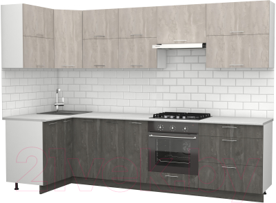 Готовая кухня S-Company Клео крафт 1.2x2.9 левая (железный камень/бетонный камень)