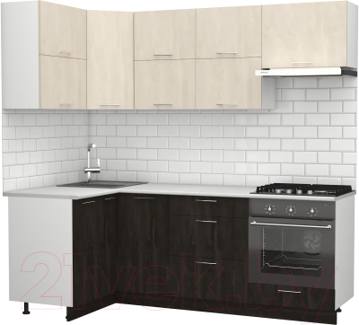 Готовая кухня S-Company Клео крафт 1.2x2.2 левая (угольный камень/шелковый камень)