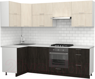 Готовая кухня S-Company Клео крафт 1.2x2.5 левая (угольный камень/шелковый камень)