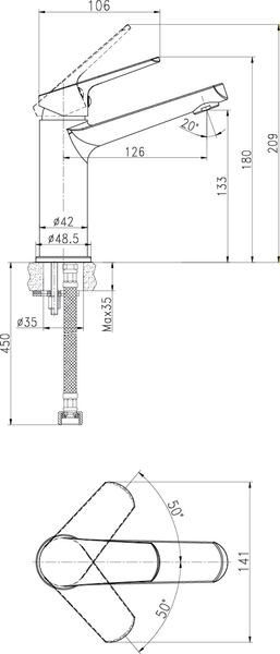 Смеситель Cersanit Flavis 63037