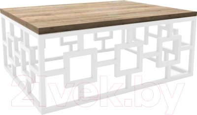 Журнальный столик Hype Mebel Лок 75x100 (белый/дуб галифакс натуральный)