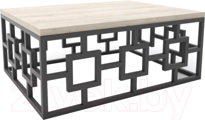 Журнальный столик Hype Mebel Лок 75x100 (черный/древесина белая)