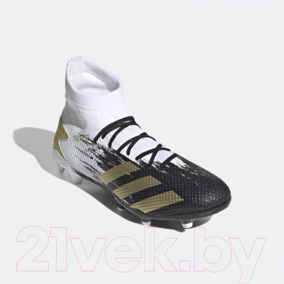 Бутсы футбольные Adidas Predator 20.3 FG / FW9196 (р-р 9, белый/черный)