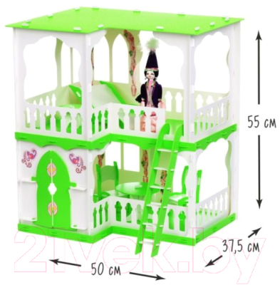 Кукольный домик Krasatoys Дом Алсу с мебелью / 000279 (белый/салатовый)