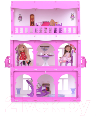 Кукольный домик Krasatoys Дом Бриджит с мебелью / 000286 (белый/розовый)
