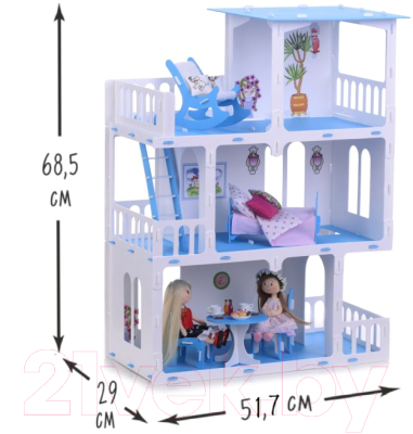 Кукольный домик Krasatoys Дом Маргарита с мебелью / 000273 (белый/розовый)