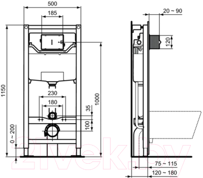 Унитаз подвесной с инсталляцией Ideal Standard Connect Air P211601 (E047901+E712701+R0309AA)