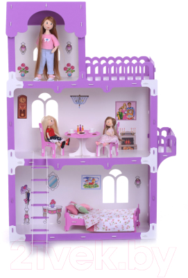Кукольный домик Krasatoys Дом Милана с мебелью / 000271 (белый/сиреневый)