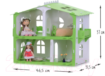 Кукольный домик Krasatoys Загородный дом София с мебелью / 000264 (белый/салатовый)