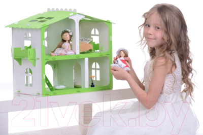 Кукольный домик Krasatoys Загородный дом София с мебелью / 000264 (белый/салатовый)