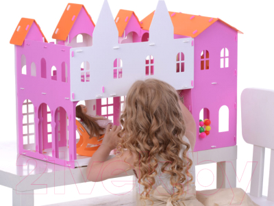Кукольный домик Krasatoys Замок Джульетты с мебелью / 000261 (белый/розовый)