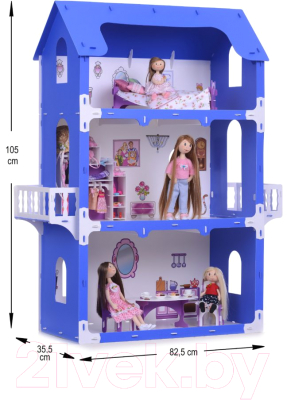 Кукольный домик Krasatoys Дом Марина с мебелью / 000267 (белый/сиреневый)