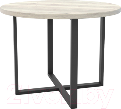 Обеденный стол Hype Mebel Раунд 80x80 (черный/древесина белая)