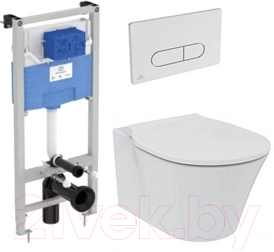 

Унитаз подвесной с инсталляцией Ideal Standard, Tesi K819501 + R0309AA / PR212101