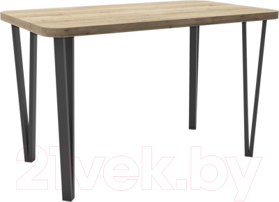 Обеденный стол Hype Mebel Польский 125x75 (черный/дуб галифакс натуральный)