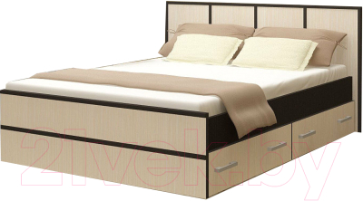 Двуспальная кровать Rikko Джулия 160х200 (венге/дуб атланта)
