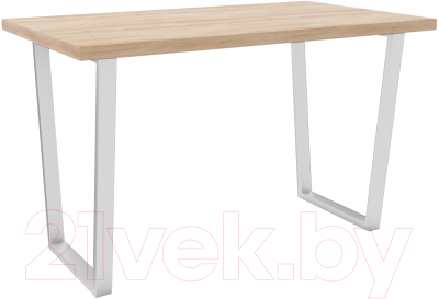 Обеденный стол Hype Mebel Трапеция раздвижной 125x75 (белый/дуб галифакс натуральный)