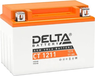 Мотоаккумулятор DELTA AGM СТ 1211 / YTZ12S / YTZ14S (11 А/ч) - 