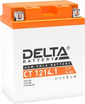 Мотоаккумулятор DELTA AGM СТ 1214.1 YB14-BS / YTX14AH / YTX14AH-BS (14 А/ч) - 