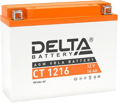 Мотоаккумулятор DELTA AGM СТ 1216 / YB16AL-A2 (16 А/ч) -