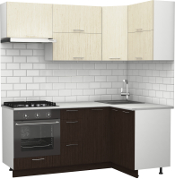 Кухонный гарнитур S-Company Клео крафт 1.2x1.9 правая (файнлайн мокка/файнлайн крем) - 
