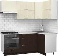 Кухонный гарнитур S-Company Клео крафт 1.2x2.0 правая (файнлайн мокка/файнлайн крем) - 