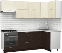 Кухонный гарнитур S-Company Клео крафт 1.2x2.4 правая (файнлайн мокка/файнлайн крем) - 