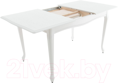 Обеденный стол Аврора Кабриоль 120x80 (тон 9/эмаль белая)