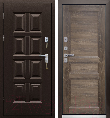 Входная дверь Промет Винтер-100 дуб Шале мореный (98x206, левая)