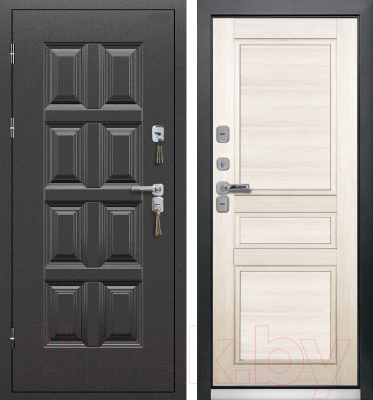 Входная дверь Промет Винтер-100 шелк/дуб беленый (88x206, левая)