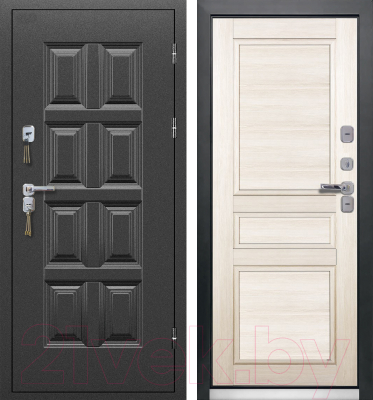 Входная дверь Промет Винтер-100 шелк/дуб беленый (98x206, правая)