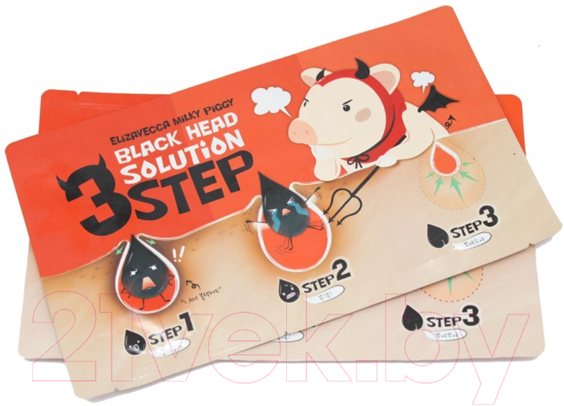 Маска для лица тканевая Elizavecca Black Solution 3 Step Nose Strip патчи для удаления черных точек — фото 2