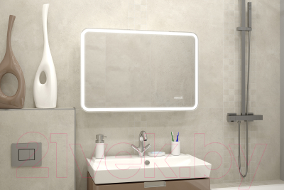 Шкаф с зеркалом для ванной Континент Tokio Led 90х53