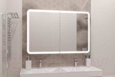 Шкаф с зеркалом для ванной Континент Avenue Led 120х80