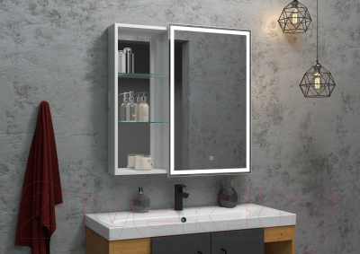 Шкаф с зеркалом для ванной Континент Aperio Led 80х80 R