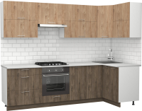 Кухонный гарнитур S-Company Клео крафт 1.2x2.7 правая (гикори темный/гикори натуральный) - 