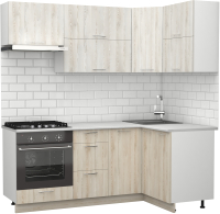 Кухонный гарнитур S-Company Клео крафт 1.2x2.0 правая (сосна лофт кремовая/сосна лофт белая) - 
