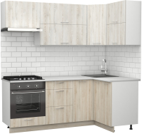 Кухонный гарнитур S-Company Клео крафт 1.2x2.1 правая (сосна лофт кремовая/сосна лофт белая) - 